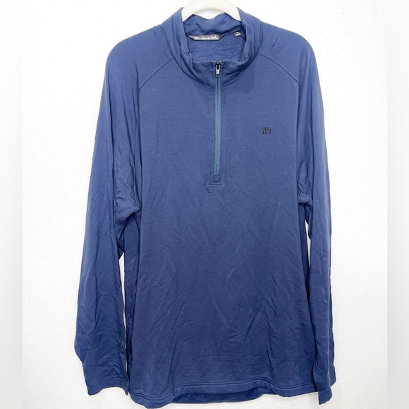 Travis Mathew Valiant Quarter 1/4 Zip Pullover Sweater Mens Size XL Mood Indigo - Picture 3 of 11